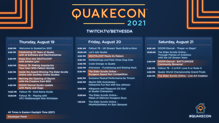「QuakeCon 2021」スケジュール公開―『スカイリム』『DOOM Eternal』の情報も