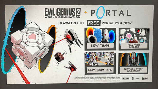 悪の組織運営ゲーム『Evil Genius 2: World Domination』に『Portal』がやってきたーDLC「Portal Pack」など配信開始