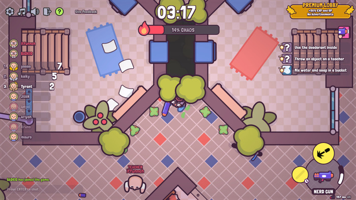 いたずら生徒vs教師なサンドボックス対戦ACT『schoolbreak.io』Steamリリース―学校崩壊を招くカオスなドタバタ劇