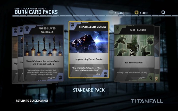 『Titanfall』記章やカードパックを購入できるゲーム内通貨とブラックマーケットを導入