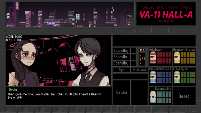 国産テイストなPC向け近未来バーテンダーシミュ『VA-11 HALL-A』PS Vitaにも対応へ