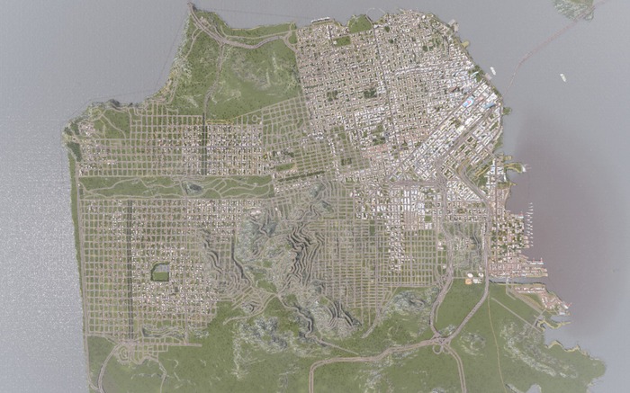 『Cities: Skylines』でサンフランシスコを再現！衛星写真にすら見える脅威のスクリーンショット