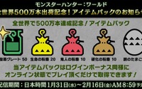 『モンハン：ワールド』全世界500万本出荷を記念してアイテムパック配信！ 画像
