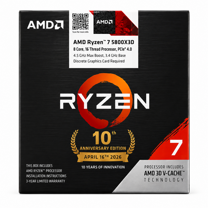 旧環境準ハイエンドCPU「Ryzen 7 5800X3D」が復活！？AM4 10周年記念