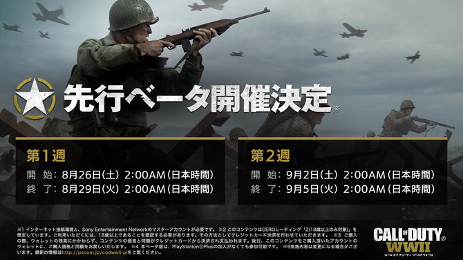 Ps4 Cod Wwii 先行ベータ版ダウンロードが国内でも開始 参加特典も Game Spark 国内 海外ゲーム情報サイト