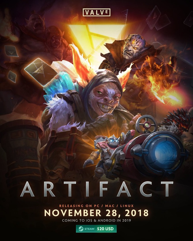 Valve新作対戦カードゲーム Artifact 発売日は11月29日に 本体約ドルでアイテム課金もあり Game Spark 国内 海外 ゲーム情報サイト Valve新作対戦カードゲーム Artifact 発売日は11月29日に 本体約ドルでアイテム課金もあり Game Spark 国内 海外 ゲーム情報サイト