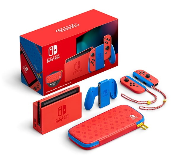 美品】バッテリー長持ち Switch マリオレッド 本体 液晶 限定ケース付き-