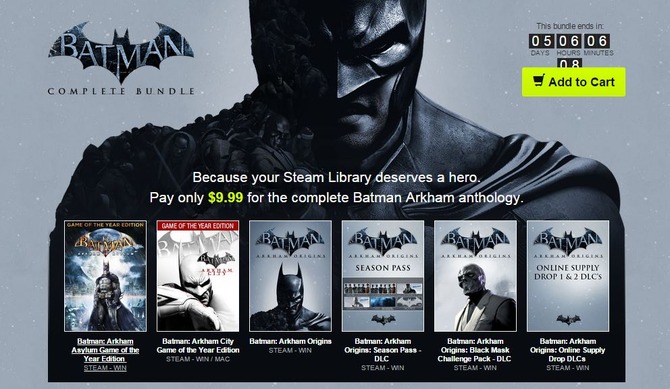 Bundle Starsで Batman Complete Bundle が販売中 バットマン アーカム シリーズ3作が収録 Game Spark 国内 海外ゲーム情報サイト